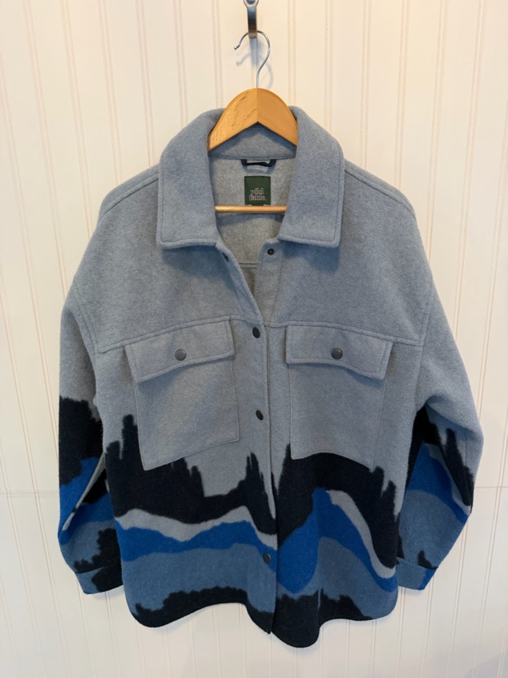 Wild Fable Light Blue Jacket with Mountain scene